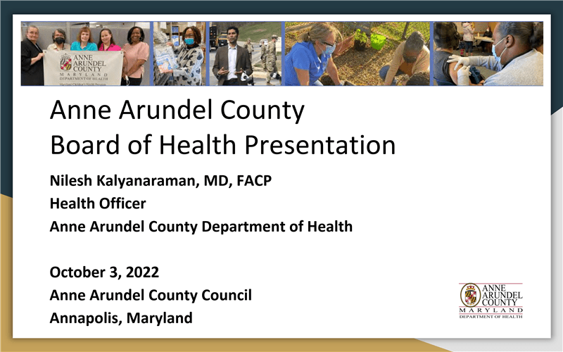 Anne Arundel County Board of Health Presentation 10-3-22