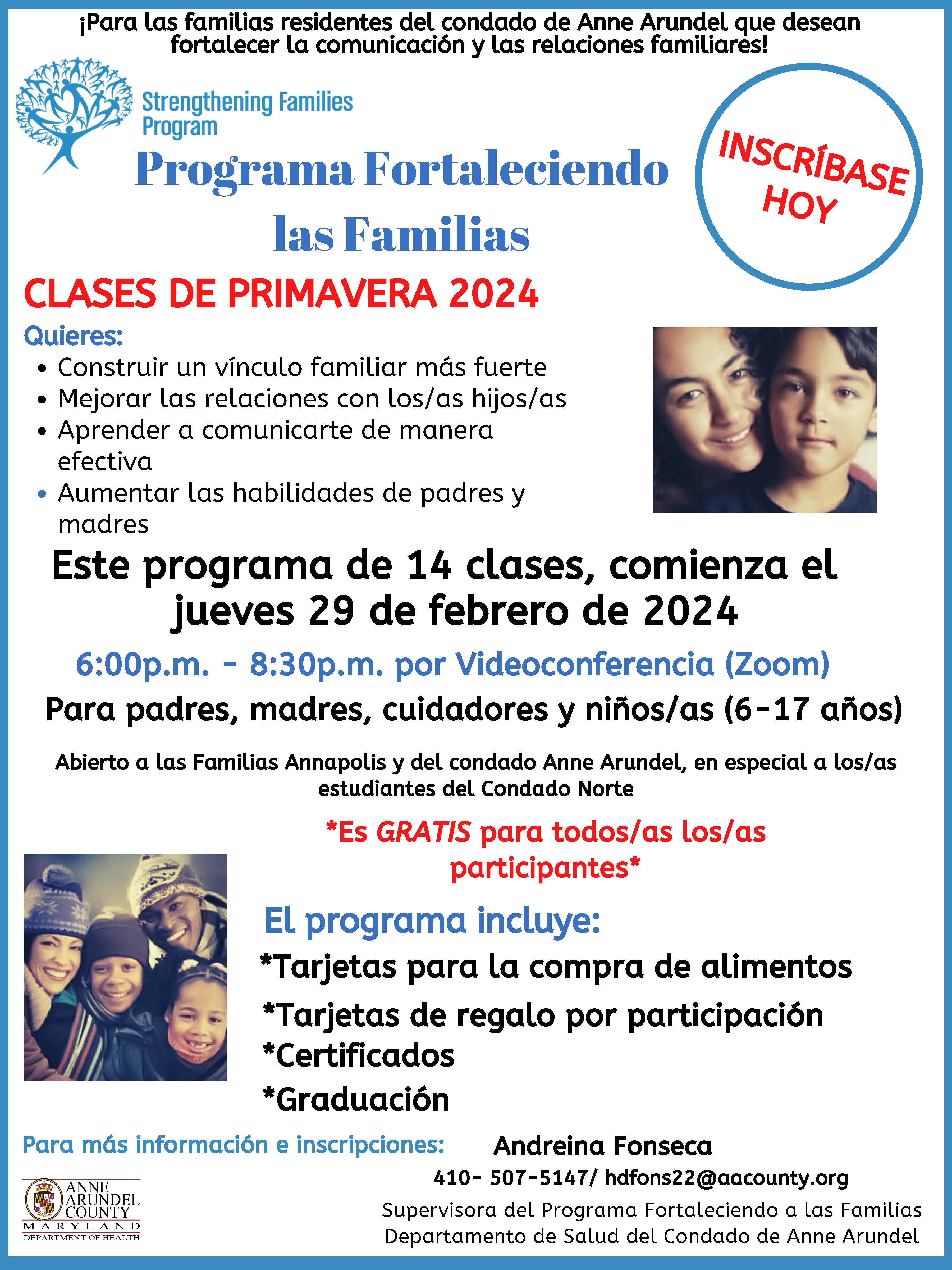 Strengthening Families Program Spring 2024 Cycle Spanish