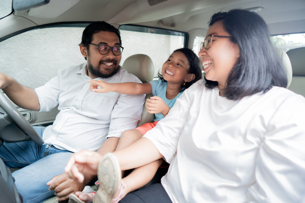 family in car