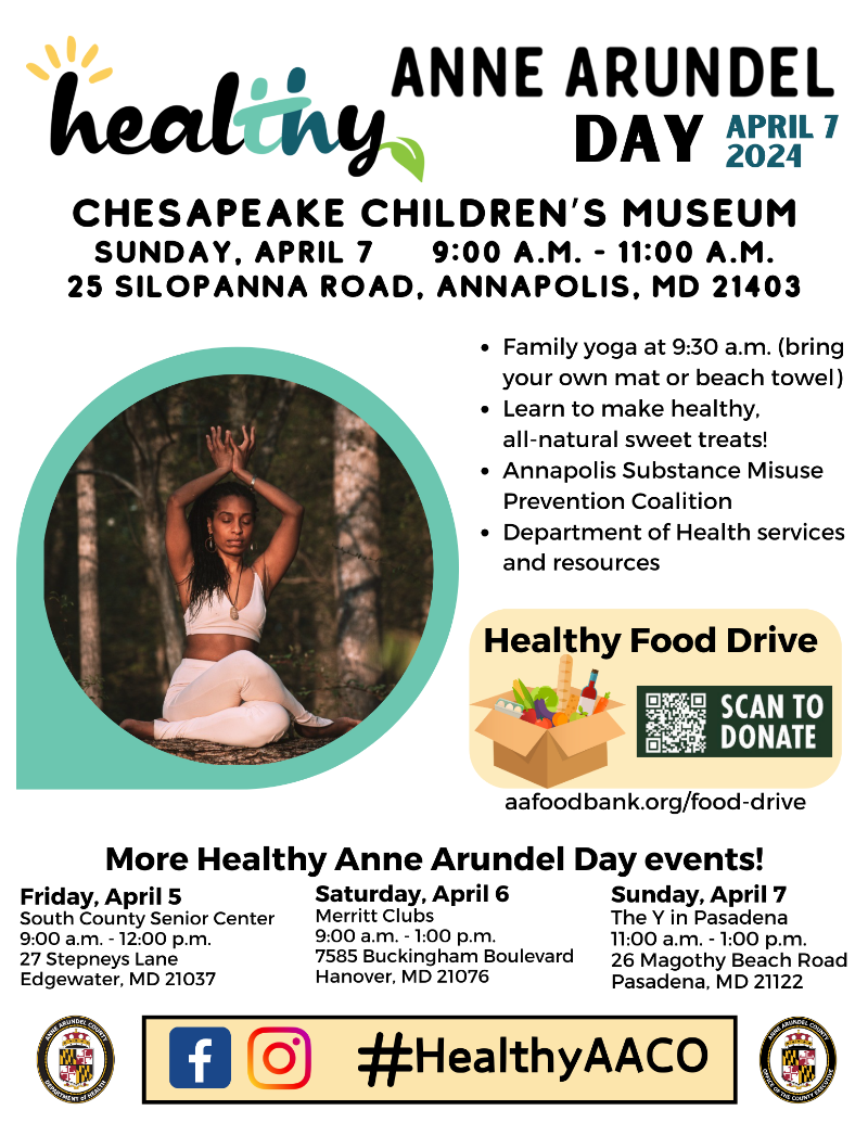 Healthy Anne Arundel Day at the Chesapeake Children's Museum April 7th 9:00 A.M. - 11:00 A.M.