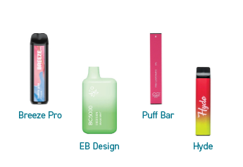 Disposable e-cigarettes. Breeze Pro, EB Design, Puff Bar, Hyde