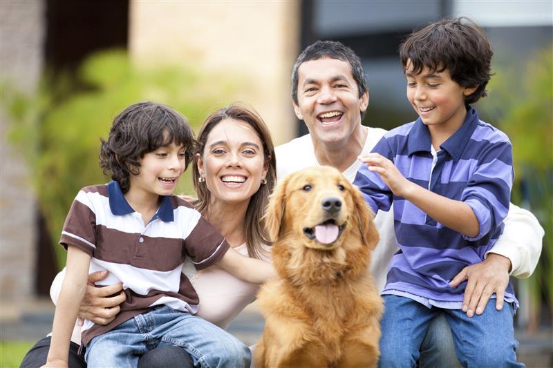 A family with their dog