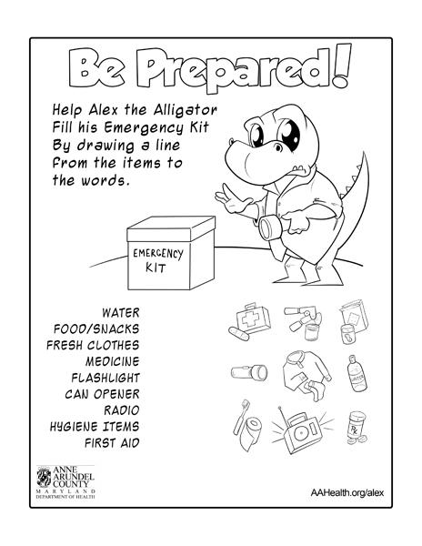 Alex the Alligator Be Prepared Coloring Sheet