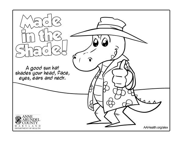 Alex the Alligator Wearing a Sun Hat Coloring Sheet