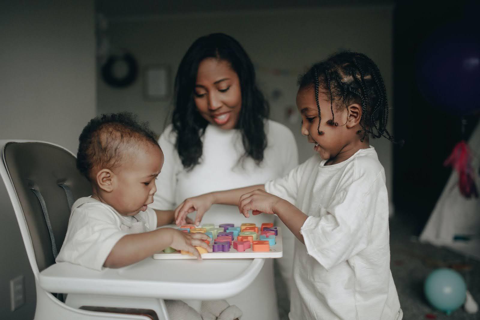 A mother with her two children