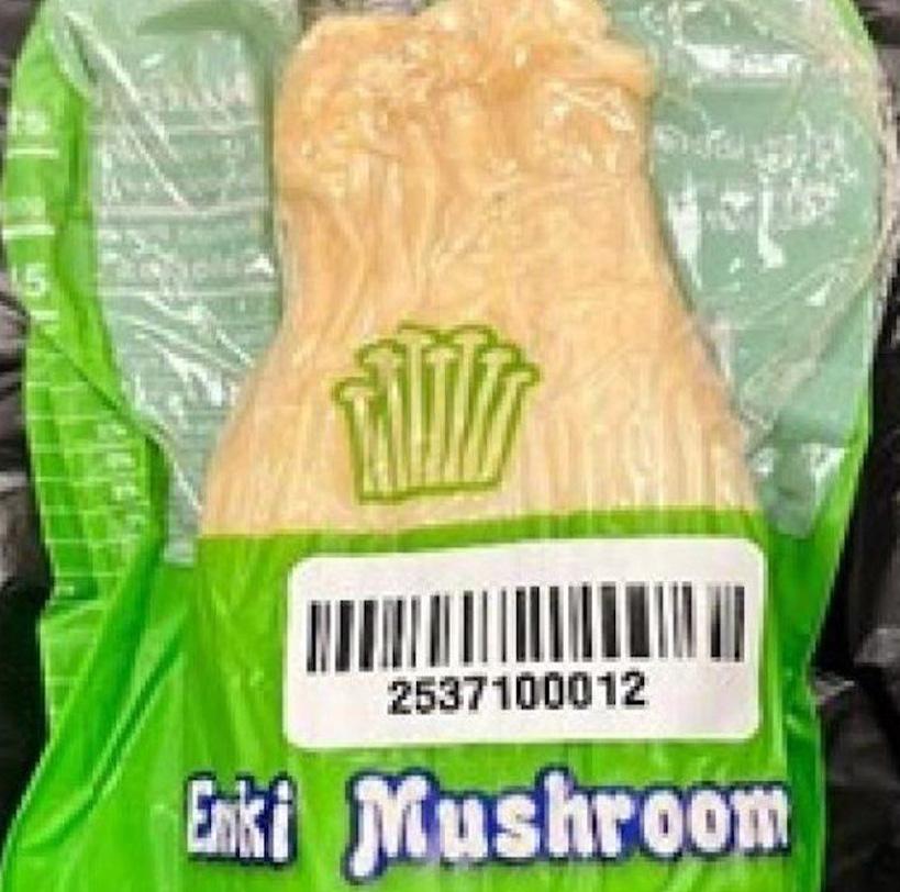 A packaged enoki mushroom