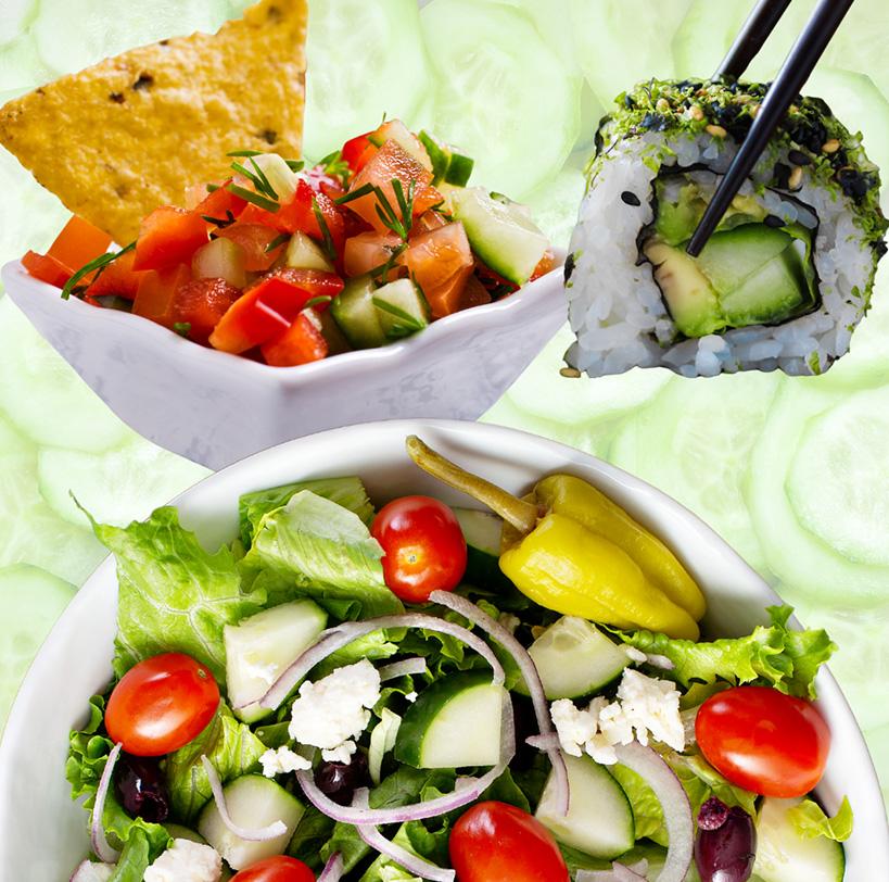 Harris Teeter brand salad and sushi with cucumbers