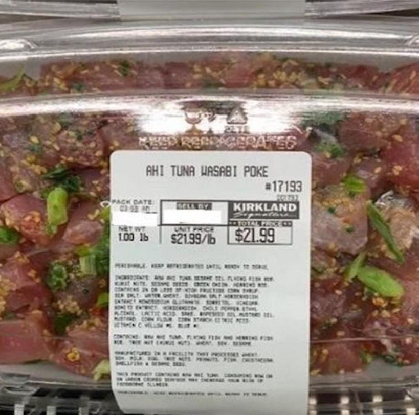 Packaged Kirkland Ahi Tuna Wasabi Poke