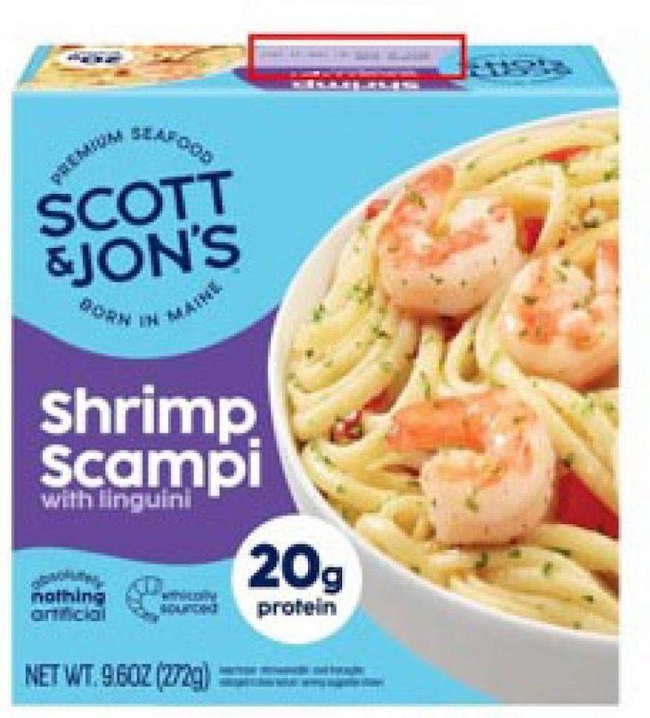 A box of Scott & Jon's Shrimp Scampi