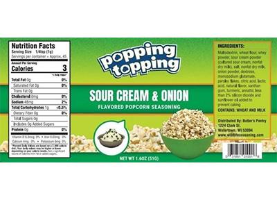 popping topping product nutrition label