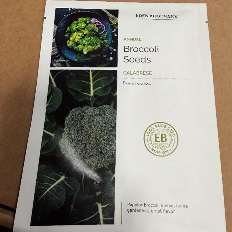 A small packet of Eden Brothers brand Broccoli Seeds