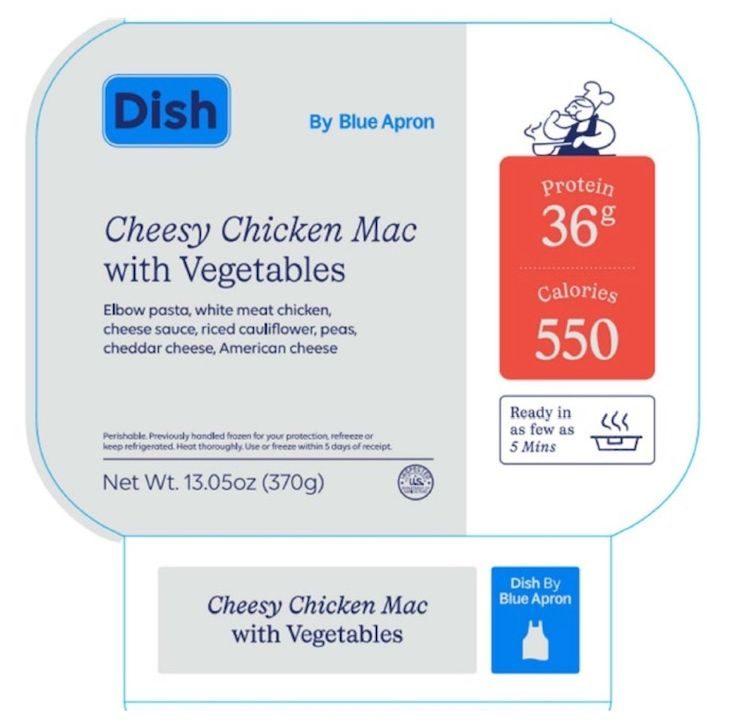 Sample Label for a prepackaged Blue Apron meal